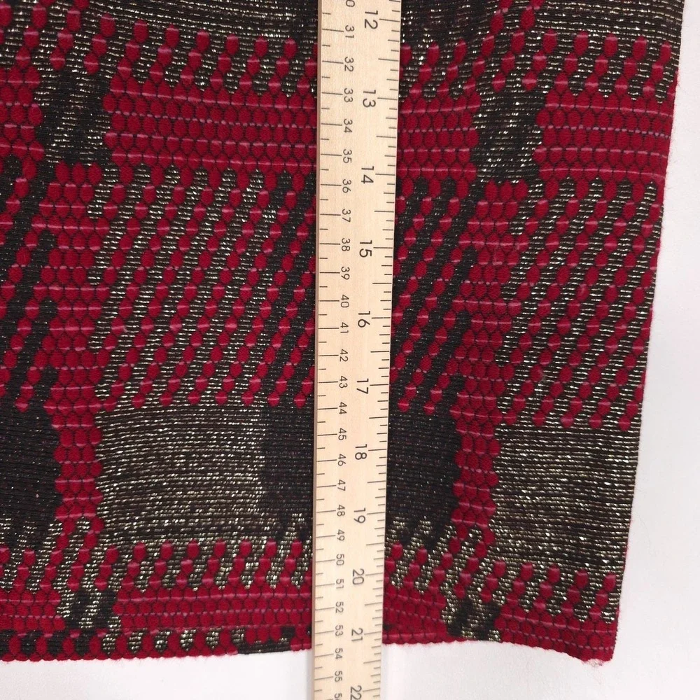 J‎ MCLAUGHLIN Plaid Check Knit Skirt Red Black Metallic Mini Lined 6 Wool Blend